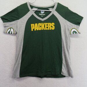 Green Bay Packers T Shirt Womens Size Extra‎ Large V Neck Color Block Football